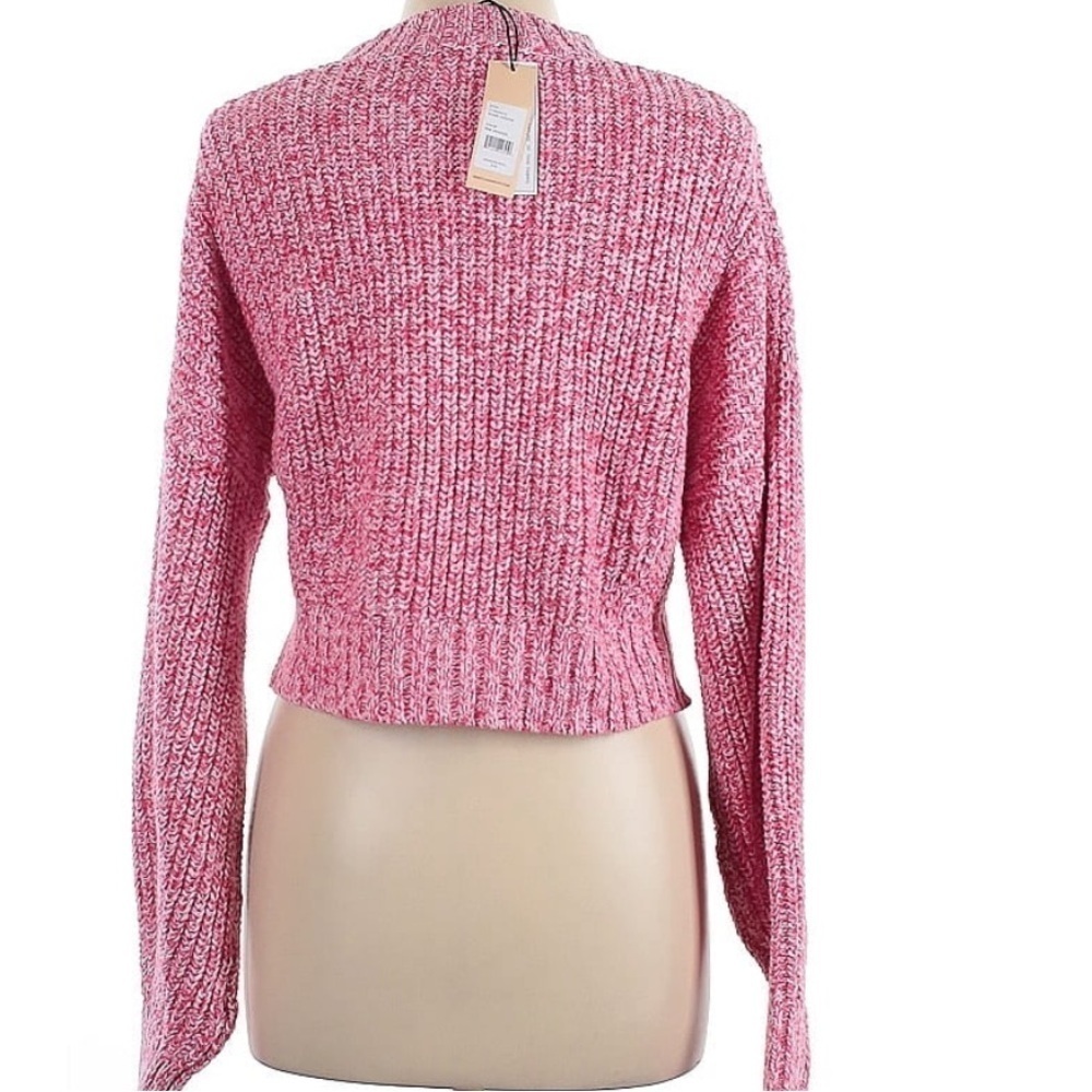 Rebecca Minkoff Pink Red Knit Crop Bowie Sweater XL - Picture 3 of 5